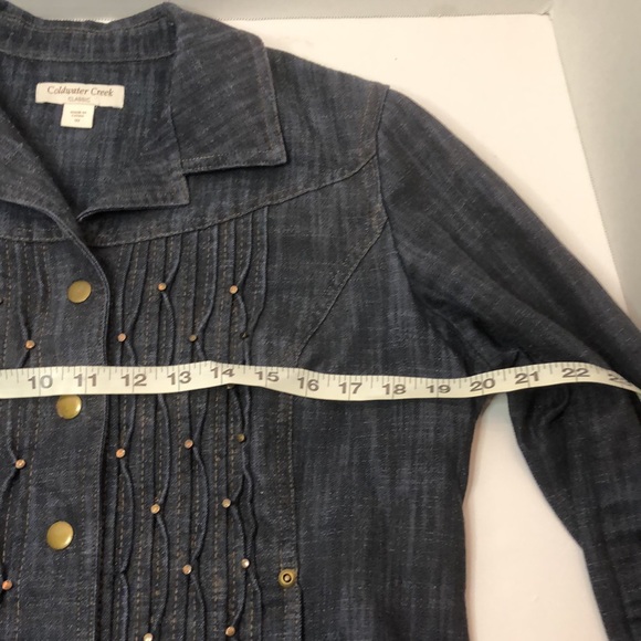 Coldwater Creek Classic Denim Women’s Pin Tuck Stud Pockets Jacket - Picture 8 of 10